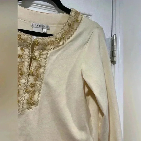 Spanner Embroidered Metallic Floral Beaded Sequin V Neck Marble Buttons Size S - Picture 5 of 12